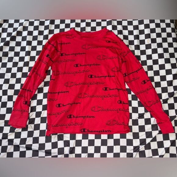 Boys red champion long sleeve shirt size small 7-8 - Picture 1 of 1